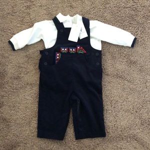 Boys baby train overalls